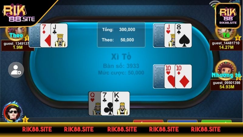 Diễn biến ván bài xì tố RIK88 Diễn biến ván bài xì tố RIK88