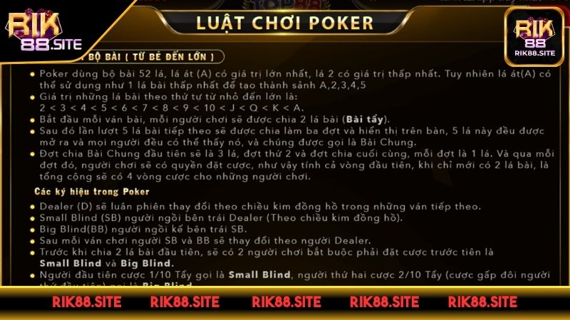 Luật chơi cơ bản của Poker RIK88 Luật chơi cơ bản của Poker RIK88