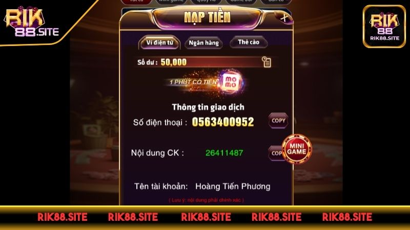 Những thao tác nạp tiền RIK88 nhanh chóng Những thao tác nạp tiền RIK88 nhanh chóng